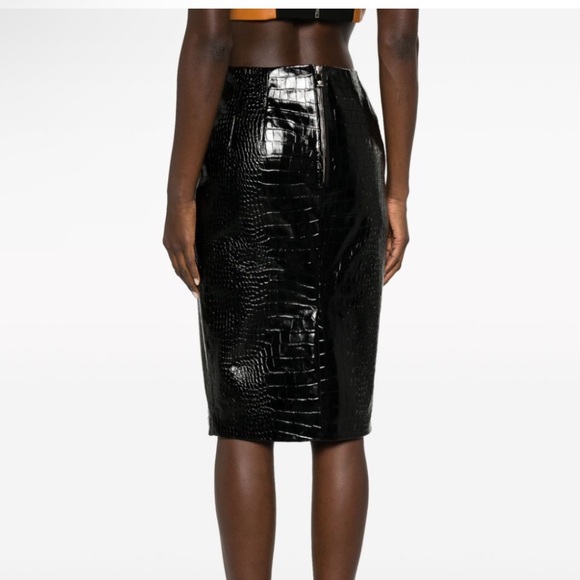 NWT Versace Crocodile Embossed Calf Leather Pencil Skirt $2450 Size 38 RUNWAY - Picture 2 of 6